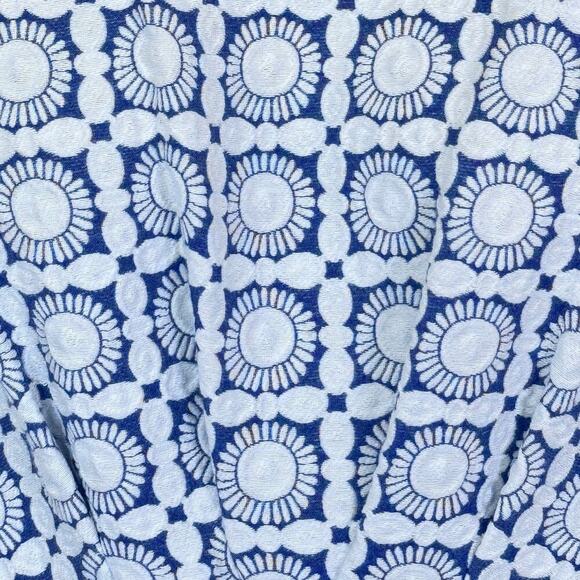 TRINA TURK Blue Floral Woven Jacquard Sleeveless Fit & Flare Women's Sz 4 - Picture 7 of 9